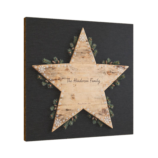 Personalized Rustic Wooden Star Christmas Ornament